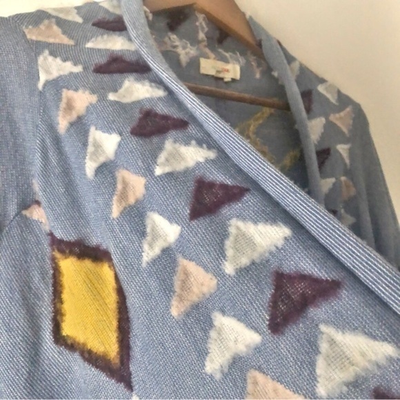 Anthropologie Fiets Voor 2 Wool Blend Southwest Cozy Blanket Cardigan Size Small - Picture 6 of 11